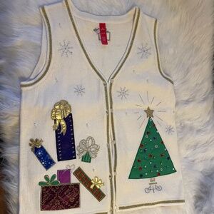 Christmas Ivory knitted vest